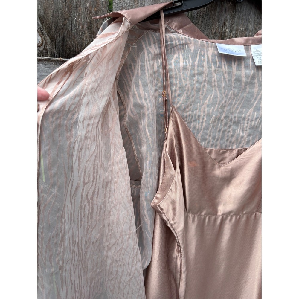 Cabernet Sleepwear Womens Large Rose Gold 2 Piece Nightgown and Robe Set Pink - Picture 4 of 13